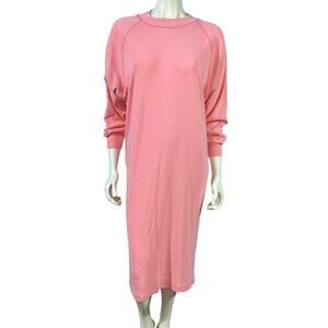 WORDS Pink Cotton Blend Sweatshirt Midi Dress 90s USA Made Medium